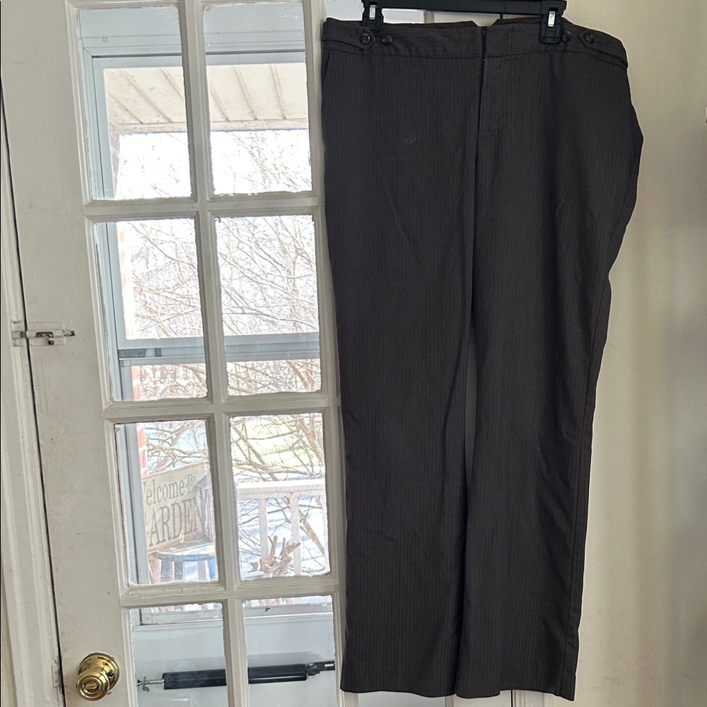 Dark Brown with Blue Pinstripes Wool Dress Pants